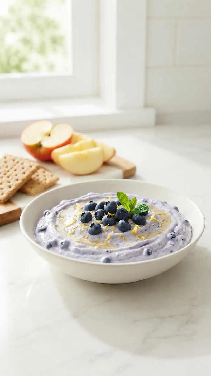 Yogur con limón y arándanos