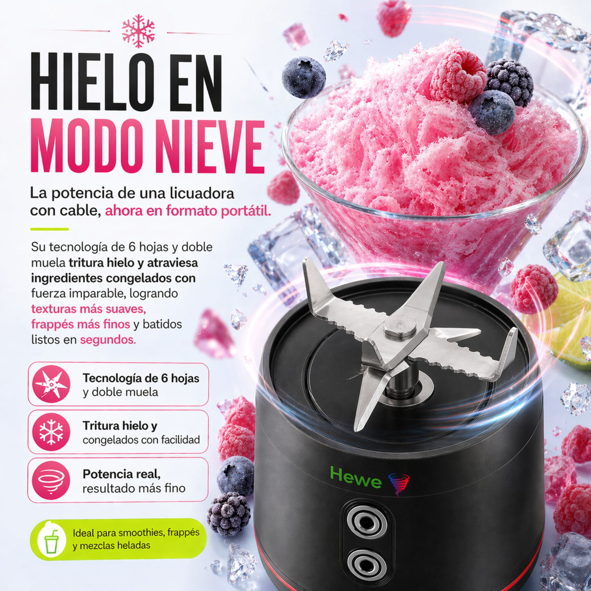 HEWE BLEND GO - Licuadora personal portátil