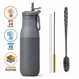 Botella joki 500, calidad premium, hot 24 horas, cold 48 horas, recubrimiento de cobre, color gris