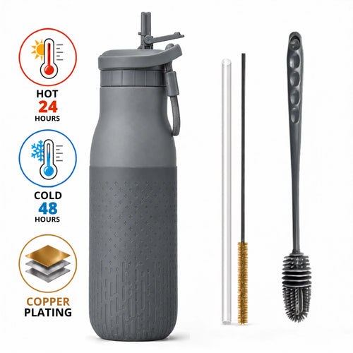 Botella joki 500, calidad premium, hot 24 horas, cold 48 horas, recubrimiento de cobre, color gris