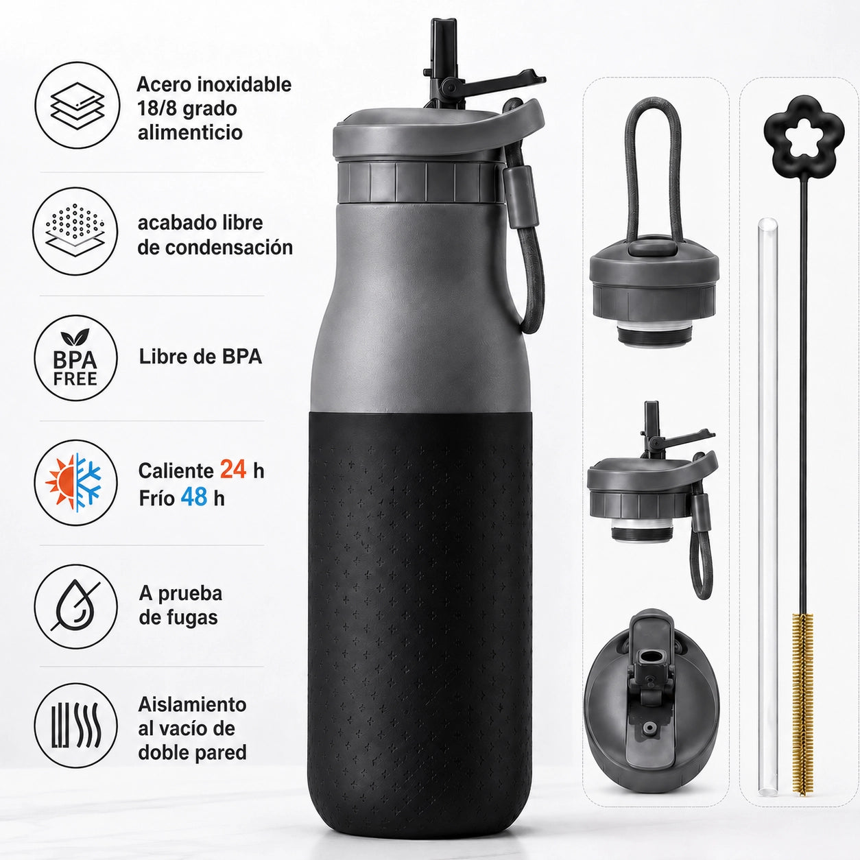 Botella joki 500, calidad premium, Acero inox, libre condensacion, libre bpa, caliente 24, frio 48, a prueba de fugas, aislamiento al vacío, doble pared