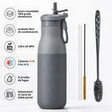 Botella joki 500, calidad premium, Acero inox, libre condensacion, libre bpa, caliente 24, frio 48, a prueba de fugas, aislamiento al vacío, doble pared, color gris