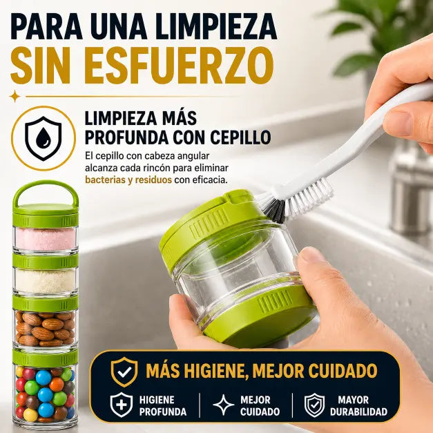 cepillo Deepclean limpiando los contenedores blend snack