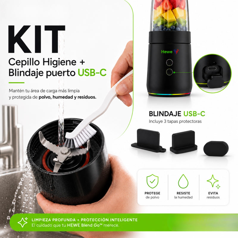 KIT de 2 x CEPILLO DEEPCLEAN + 20 x TAPONES BLINDAJE PUERTO USB-C