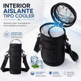 Muestra la capacidad premium del bolso de mantener el frío y el calor por su frio termico de color aluminio, ideal para alimentos