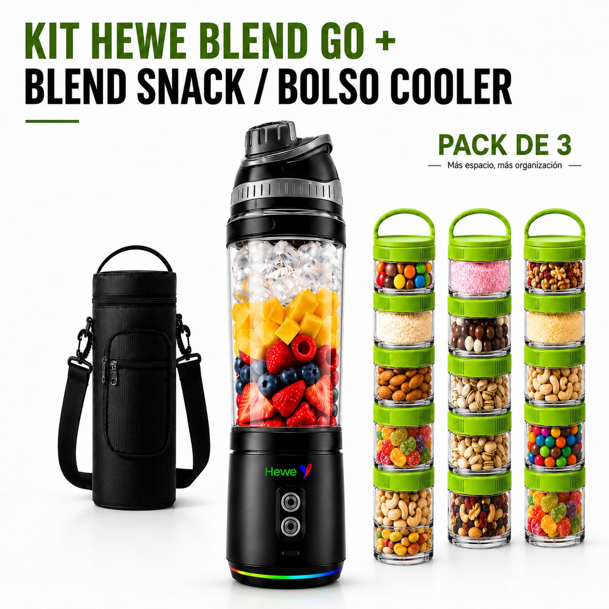 KIT de HEWE BLEND GO + BOLSO COOLER + 3xBLEND SNACK