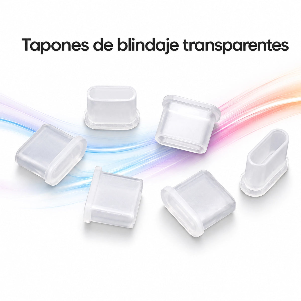 Tapones de protección y blindaje para el puerto USB-C de la licuadora HEWE BLEND GO o BLEND ME, y cualquier dispositivo USB-C. Propiedades silicona resistente, ajuste seguro, fácil de poner y quitar. Color Transparentes