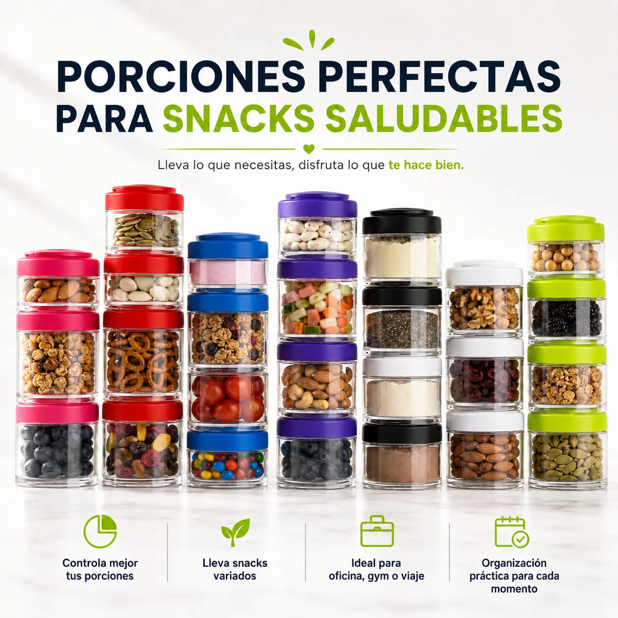 Ejemplo de como porcionar perfectamente diferentes alimentos o cosas con los frascos